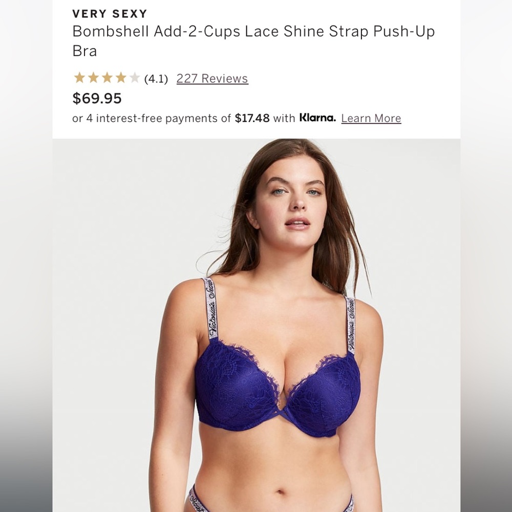 38DD Bombshell Lace Shine Strap Pushup Bra